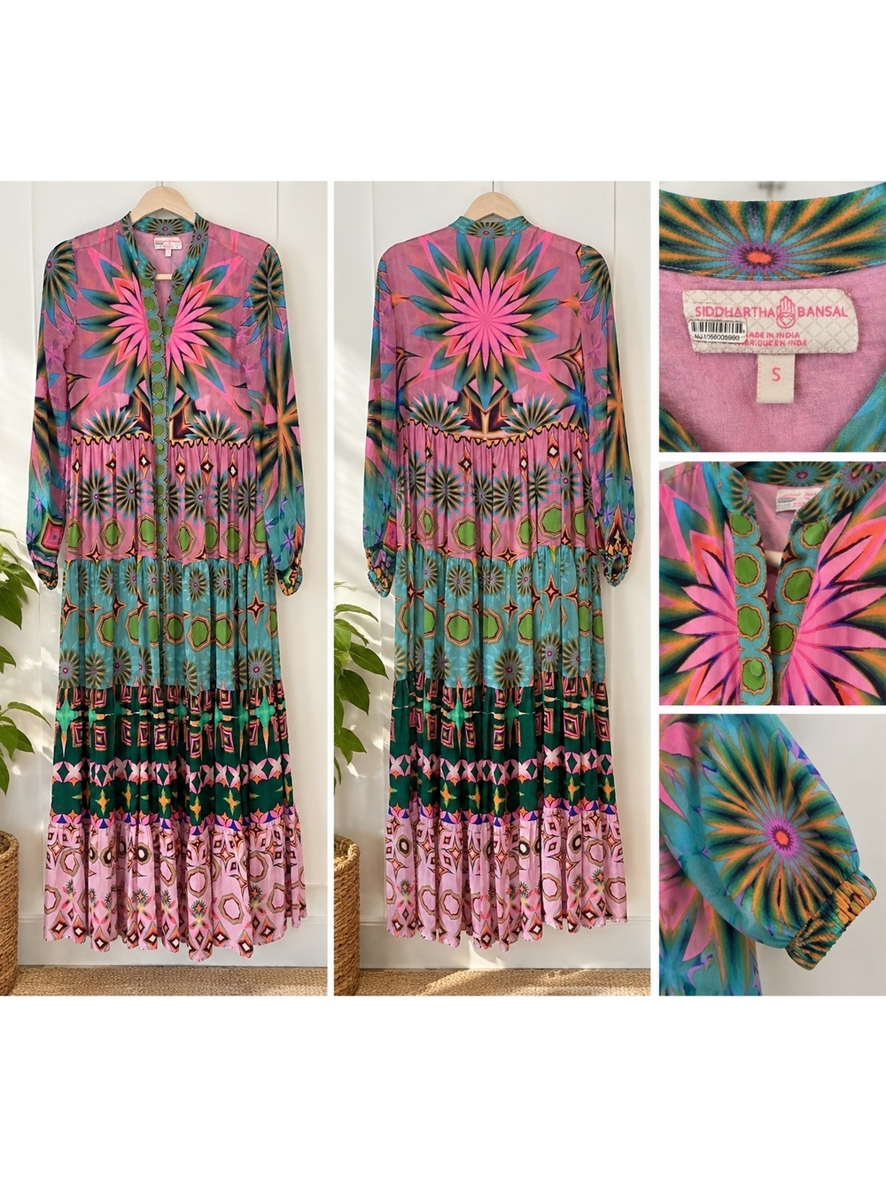 Siddhartha Bansal Size Small Multicolor Printed Tiered Maxi Dress